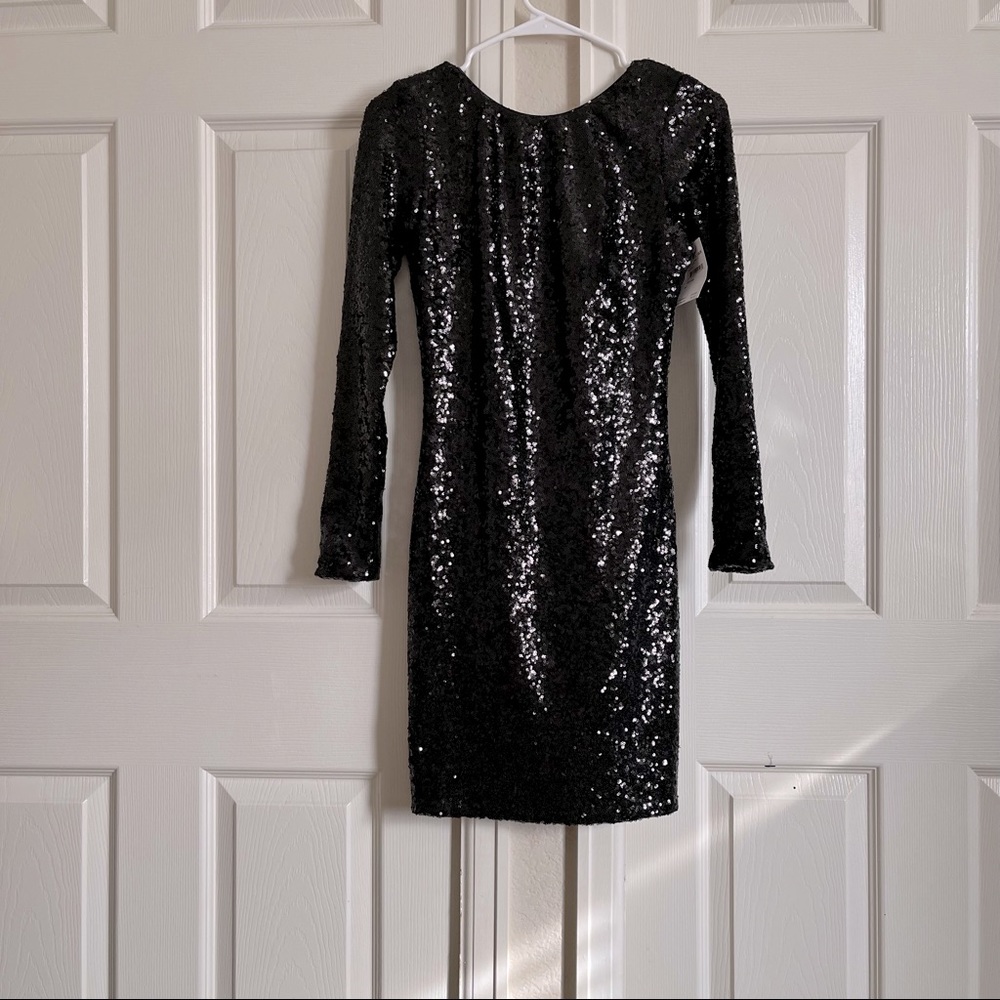 DRESS THE POPULATION BLACK SEQUINS DRESS